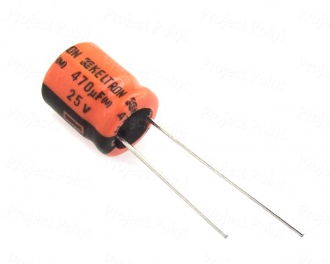 470uF 25V High Quality Electrolytic Capacitor - Keltron (Min Order Quantity 1pc for this Product)