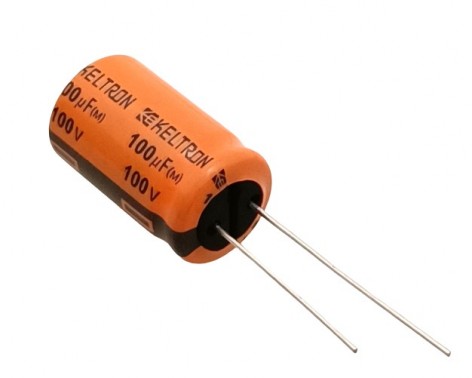 100uF 100V Electrolytic Capacitor - Keltron (Min Order Quantity 1 pc for this Product)