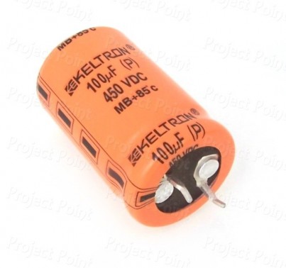 100uF 450V High Quality Electrolytic Capacitor - Keltron (Min Order Quantity 1pc for this Product)