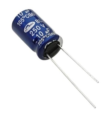 10uF 250V 105°C Electrolytic Capacitor - Samwha BL Series (Min Order Quantity 1 pc for this Product)