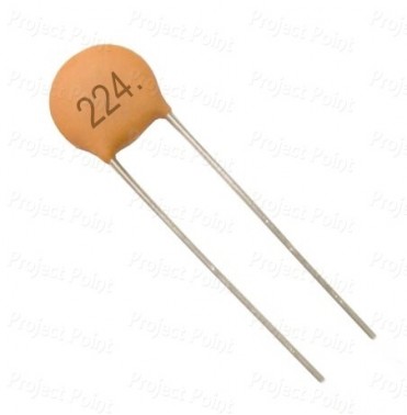 0.22uF - 220nF 50V Ceramic Disc Capacitor (Min Order Quantity 1pc for this Product)