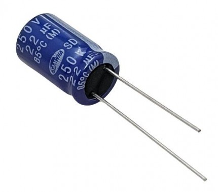 22uF 250V Electrolytic Capacitor - Samwha (Min Order Quantity 1pc for this Product)