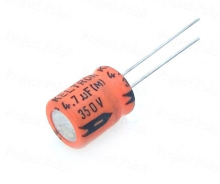 4.7uF 350V High Quality Electrolytic Capacitor - Keltron (Min Order Quantity 1pc for this Product)