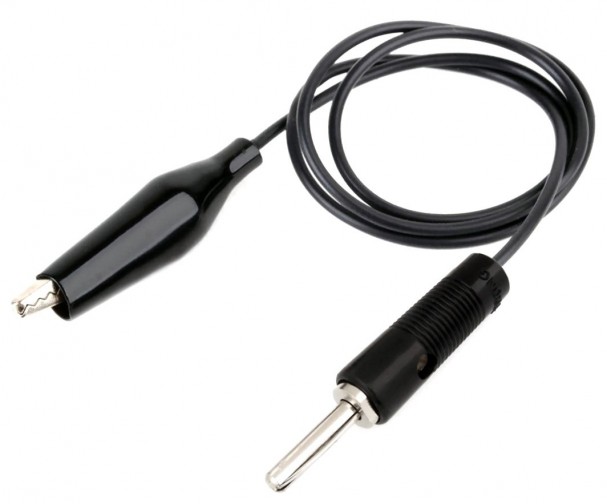 4mm Banana Plug to Alligator (Crocodile) Cable - 6A 40cm Black (Min Order Quantity 1 pc for this Product)