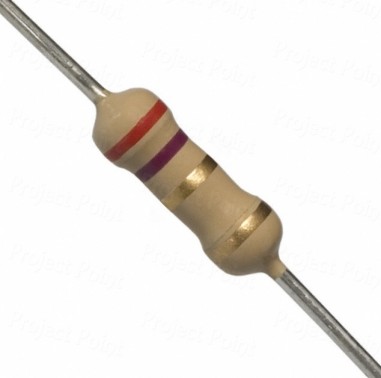 2.7 Ohm 0.5W Carbon Film Resistor 5% - High Quality (Min Order Quantity 1pc for this Product)