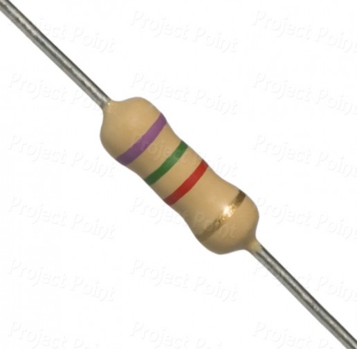 7.5K Ohm 0.5W Carbon Film Resistor 5% - High Quality (Min Order Quantity 1 pc for this Product)