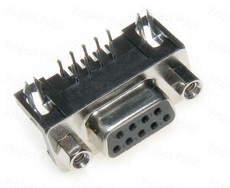DB9 9-Pin PCB Mount Right Angle Female D-sub Connector (Min Order Quantity 1pc for this Product)
