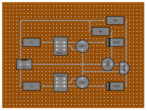 NAND Gate Using Diodes + Transistor on Dot Matrix PCB (Min Order Quantity 1pc for this Product)