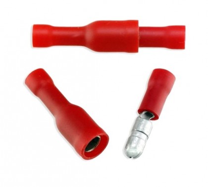 Fully Insulated Bullet Crimp Connectors Male+Female - Red (Min Order Quantity 1pc for this Product)