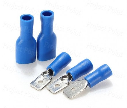 Fully Insulated Battery Spade Crimp Terminals Male+Female - Blue (Min Order Quantity 1pc for this Product)