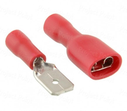Fully Insulated Battery Spade Crimp Terminals Male+Female - Red (Min Order Quantity 1pc for this Product)