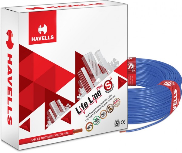 Havells Lifeline Plus Cable - PVC Insulated Flexible Wire 1.5 Sq.mm Blue - 1Mtr (Min Order Quantity 1 mtr for this Product)