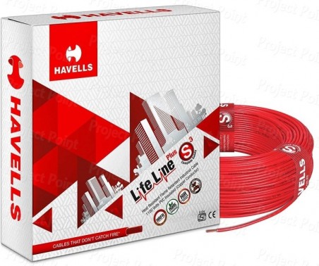 Havells Lifeline Plus Cable - PVC Insulated Flexible Wire 2.5 Sq.mm Red - 1Mtr (Min Order Quantity 1 mtr for this Product)