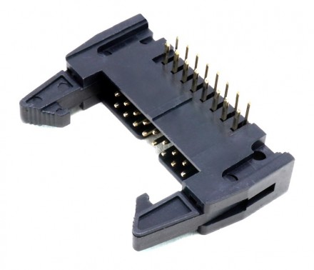 16-Pin Polarized IDC Right Angle Male Header with Latch (Min Order Quantity 1pc for this Product)