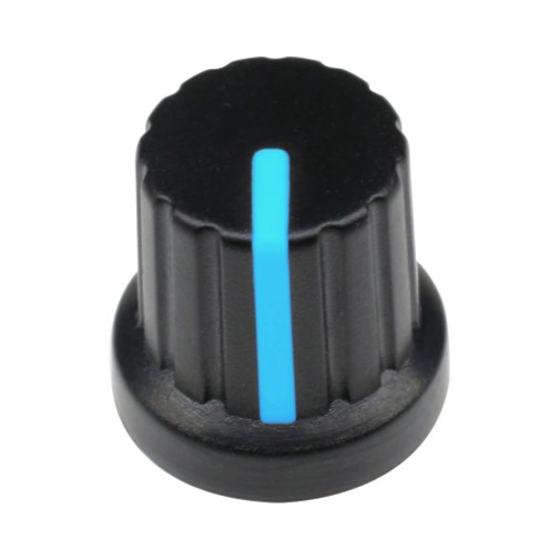 12mm Black Plastic Knob With Blue Pointer (Min Order Quantity 1 pc for this Product)