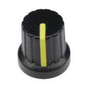 12mm Black Plastic Knob With Yellow Pointer