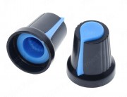 Black-Blue Plastic Knob for 6mm Knurled Shaft Potentiometer