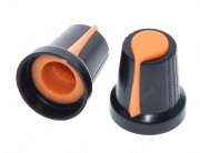 Black-Orange Plastic Knob for 6mm Knurled Shaft Potentiometer