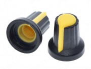 Black-Yellow Plastic Knob for 6mm Knurled Shaft Potentiometer