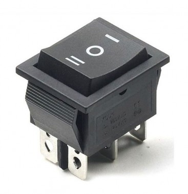 15A-16A Double Pole Center-Off Rocker Switch - Black (Min Order Quantity 1pc for this Product)