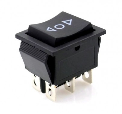 16A Double Pole Center-Off Momentary Rocker Switch - Black (Min Order Quantity 1pc for this Product)