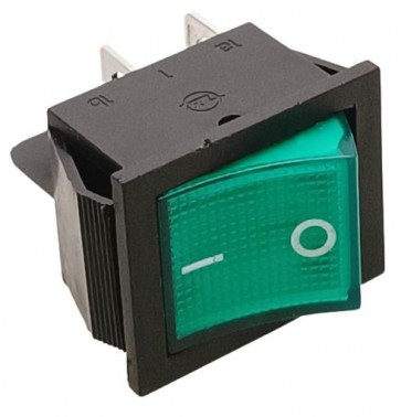 15A-16A DPST Best Quality Illuminated Rocker Switch - Green (Min Order Quantity 1pc for this Product)