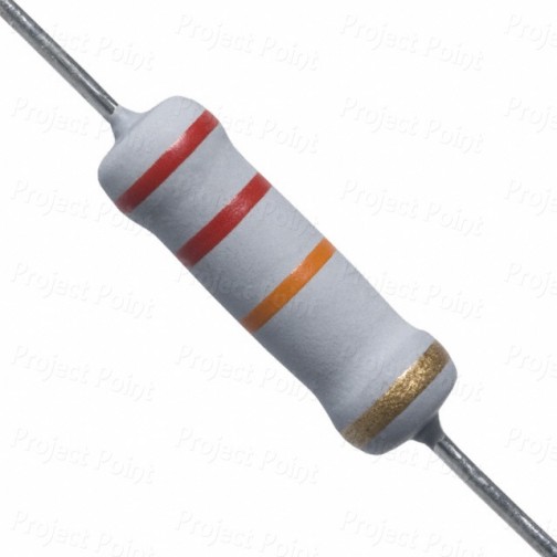 22K Ohm 2W Flameproof Metal Oxide Resistor - Medium Quality (Min Order Quantity 1 pc for this Product)