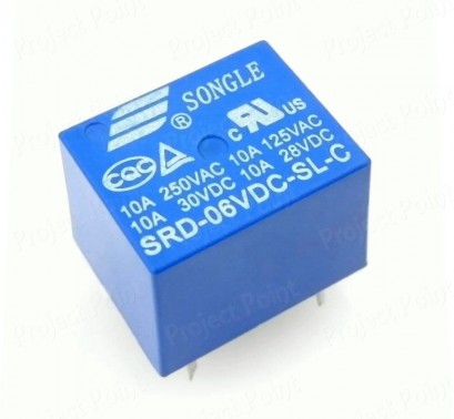 Relay 6V 10A 5-Pin PCB Type - Songle (Min Order Quantity 1pc for this Product)