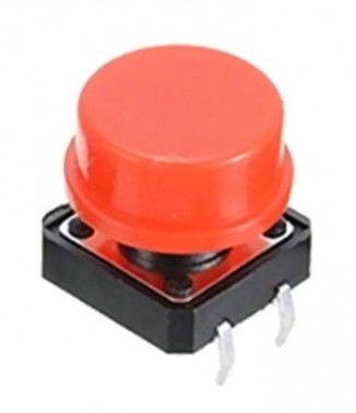 4-Pin 12mm Square Push Button Tact Switch with Red Knob (Min Order Quantity 1pc for this Product)