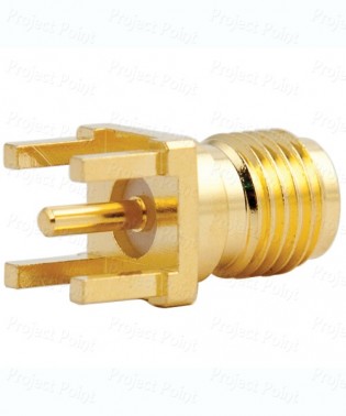 SMA Connector - Gold Plated Female Vertical PCB Mount (Min Order Quantity 1 pc for this Product)